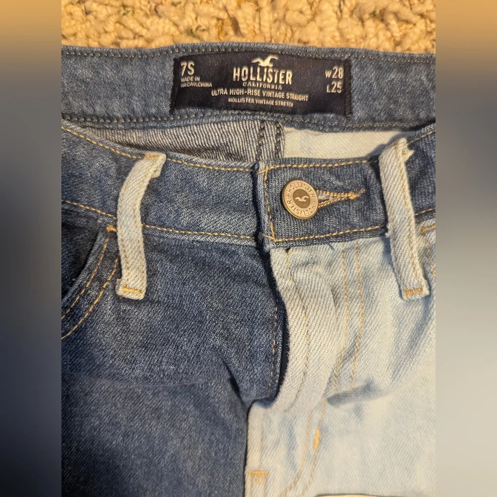 Hollister‎ sz 7 Ultra High Rise Vintage Style Patch Jeans 28/25 Hippie 70's